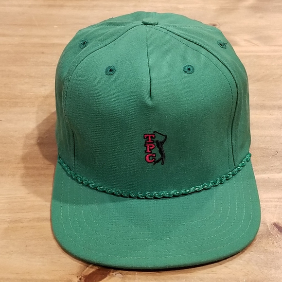 PGA Other - Vintage PGA Tour TPC Hat Cap Green One Size Tour Players Club Rope 90s Made USA